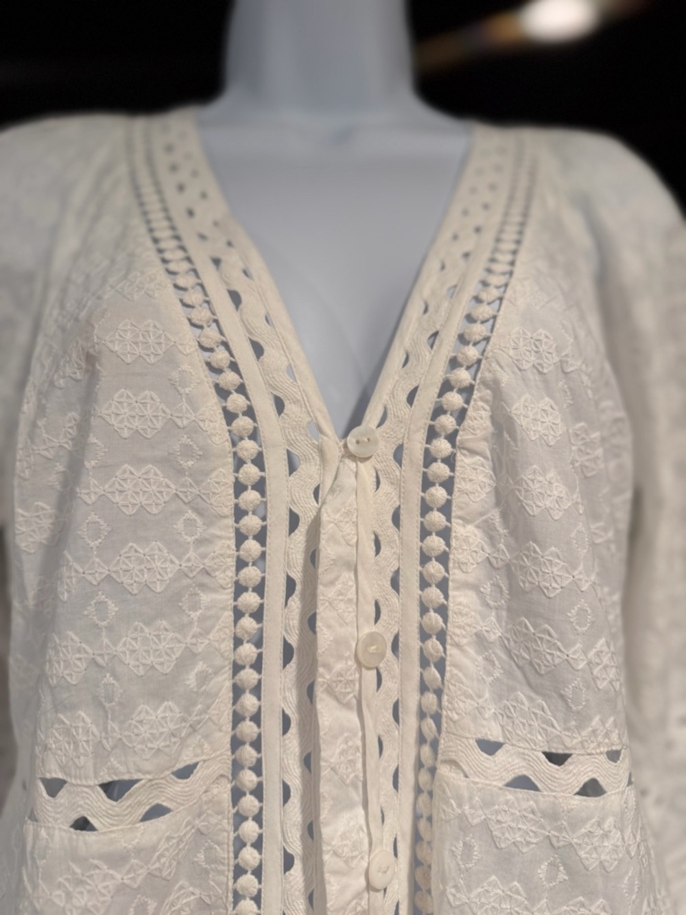 Veronica Beard DAEJA White Eyelet V-Neck Mini Dress⭐️ - Picture 7 of 16